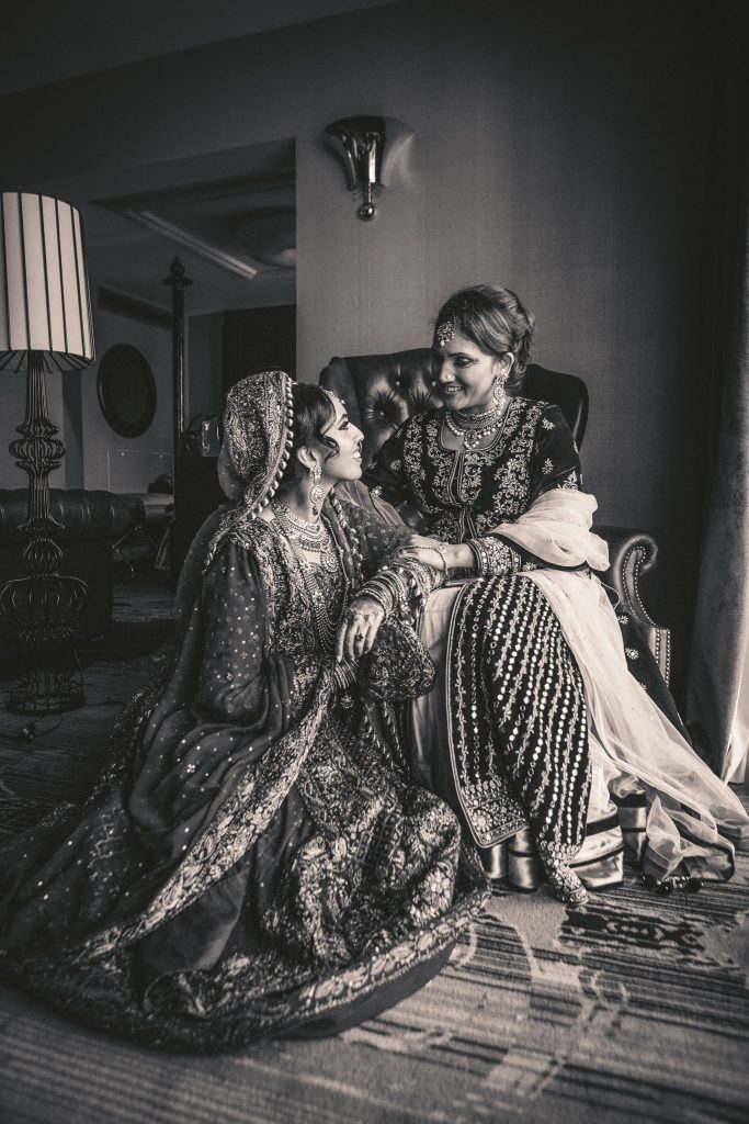 bride and mother on wedding day